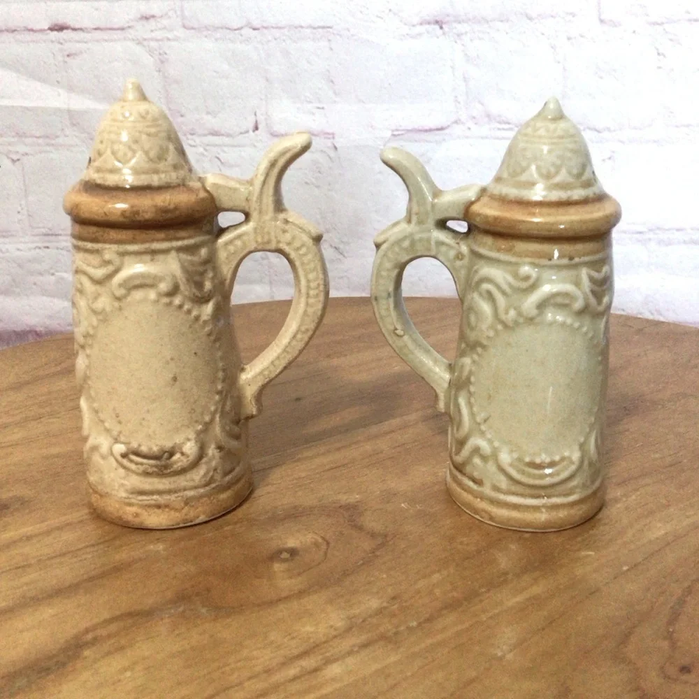 Vintage Ceramic Stein Salt and Pepper Shaker Pair